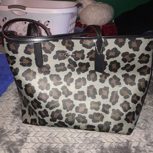 large leopard coach tote
